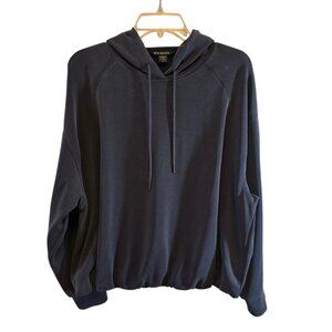 ATHLETA SIZE LARGE SEASOFT BUBBLE HEM HOODIE DARK BLUE